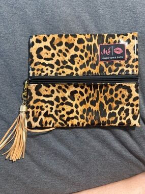 Makeup Junkie Bags Leopard Print Cosmetic Clutch - Tan/Black